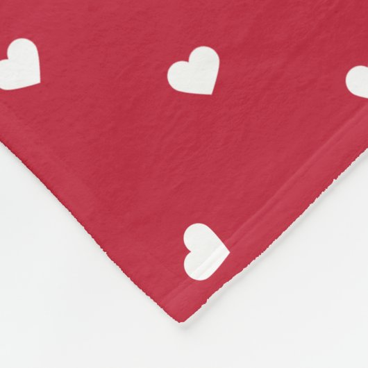 Couverture Polaire Coeurs blancs sur rouge (Coin)