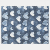 Couverture Polaire Coeurs bleu Denim (Devant (Horizontal))