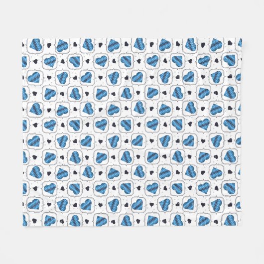 Couverture Polaire Coeurs bleu foncé Jacquard posh (Devant (Horizontal))