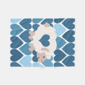 Couverture Polaire Coeurs bleus et agneau mignon (Devant (Horizontal))
