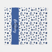 Couverture Polaire Coeurs bleus, Pom Poms, Motif mégaphone (Devant (Horizontal))