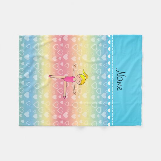 Couverture Polaire Coeurs blonds nommés personnalisés d'arc-en-ciel (Devant (Horizontal))