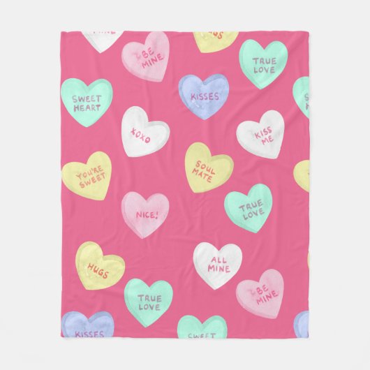 Couverture Polaire Coeurs bonbons de Saint-Valentin classiques (Devant)