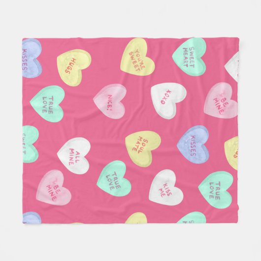 Couverture Polaire Coeurs bonbons de Saint-Valentin classiques (Devant (Horizontal))