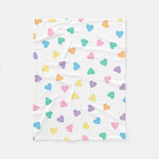 Couverture Polaire Coeurs bonbons Kawaii Pastel (Devant)