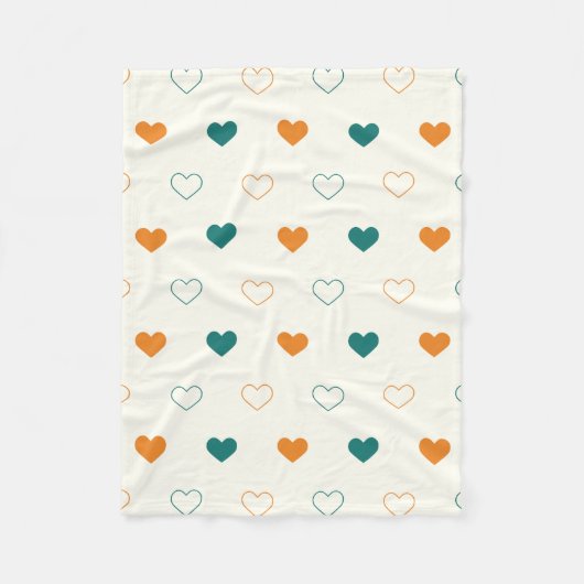 Couverture Polaire Cœurs charmants / crème orange vert (Devant)