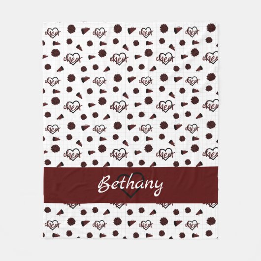 Couverture Polaire Coeurs Cheer Maroon, Pom Poms, Motif Mégaphone (Devant)