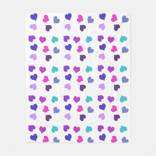 Couverture Polaire Coeurs colorés mignons (Devant)