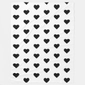 Couverture Polaire Coeurs Couverture-Noirs d'ouatine sur le blanc (Devant)