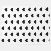 Couverture Polaire Coeurs Couverture-Noirs d'ouatine sur le blanc (Devant (Horizontal))