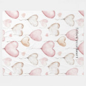 Couverture Polaire Cœurs Crème Rose (Devant (Horizontal))