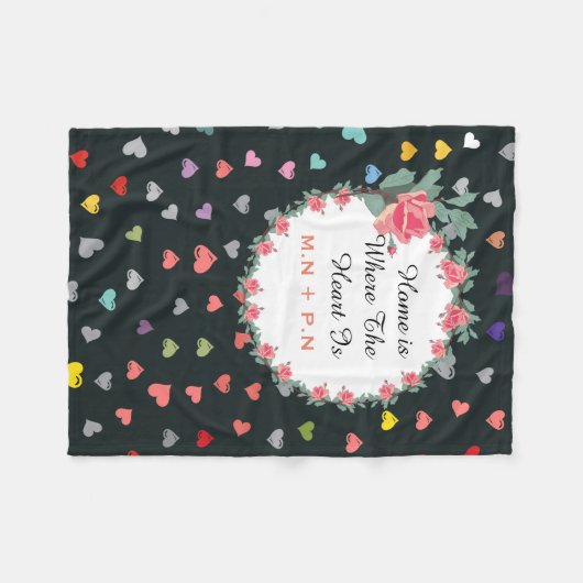 Couverture Polaire Coeurs d'amour (Devant (Horizontal))