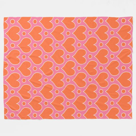 Couverture Polaire Coeurs d'amour et motif Pois en rose, orange (Devant (Horizontal))