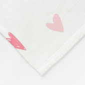Couverture Polaire Coeurs d'Amour Moderne Blanc et Rose Joyeux Valent (Coin)