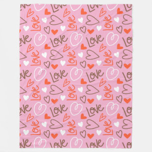 Couverture Polaire Coeurs d'Amour Scribblés Fleece Blanket