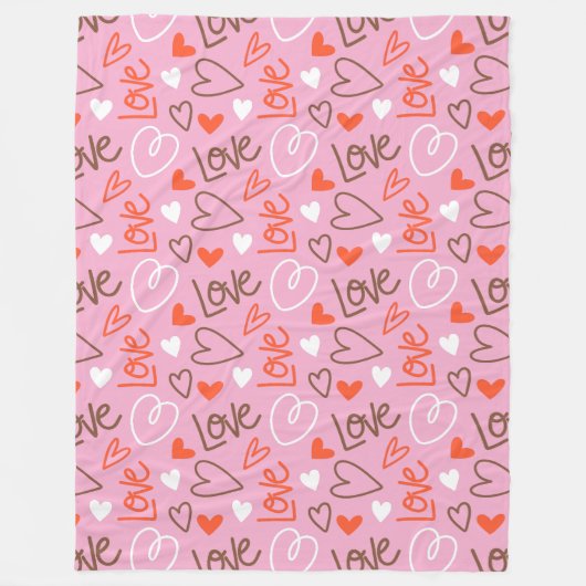 Couverture Polaire Coeurs d'Amour Scribblés Fleece Blanket (Devant)
