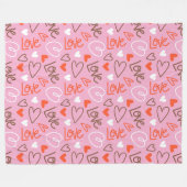 Couverture Polaire Coeurs d'Amour Scribblés Fleece Blanket (Devant (Horizontal))