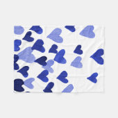 Couverture Polaire Coeurs d'aquarelle de la Saint-Valentin - bleu (Devant (Horizontal))