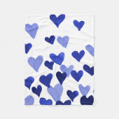 Couverture Polaire Coeurs d'aquarelle de la Saint-Valentin - bleu (Devant)