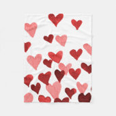 Couverture Polaire Coeurs d'aquarelle de la Saint-Valentin - rouge (Devant)