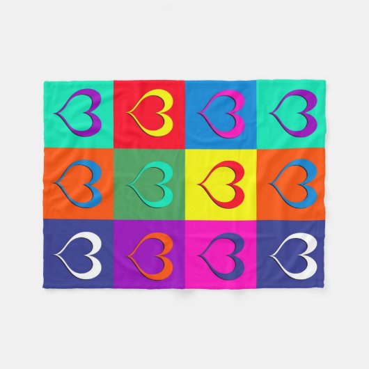 Couverture Polaire Coeurs d'art pop (Devant (Horizontal))