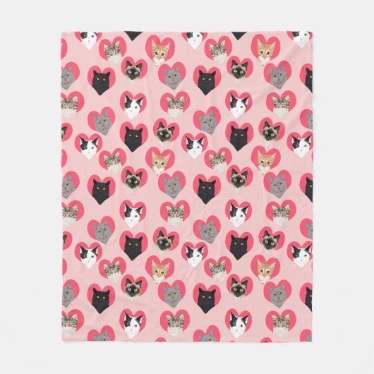 Couverture Polaire Coeurs de chat - Chats d'amour, chats d'amour, cou (Devant)