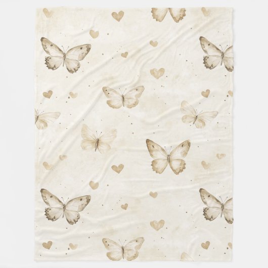 Couverture Polaire Cœurs de crème papillons de Noël (Devant)