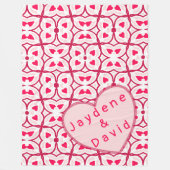 Couverture Polaire Cœurs de la Saint-Valentin Message Rouge & Rose (Devant)