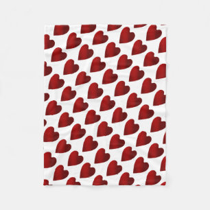 Couverture Polaire Coeurs de la Saint Valentin rouge et blanc