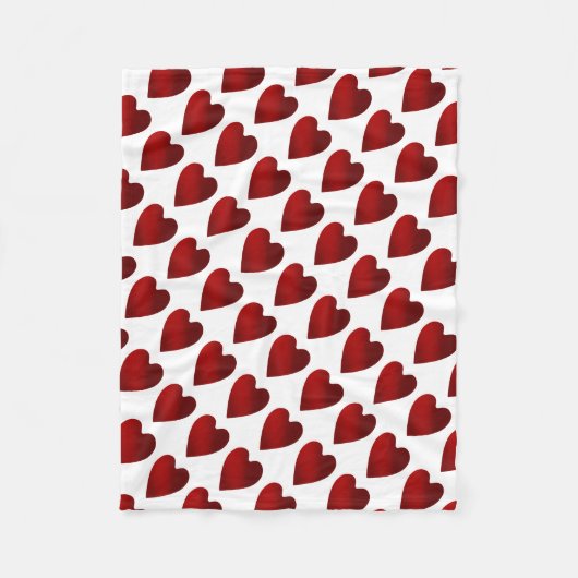 Couverture Polaire Coeurs de la Saint Valentin rouge et blanc (Devant)
