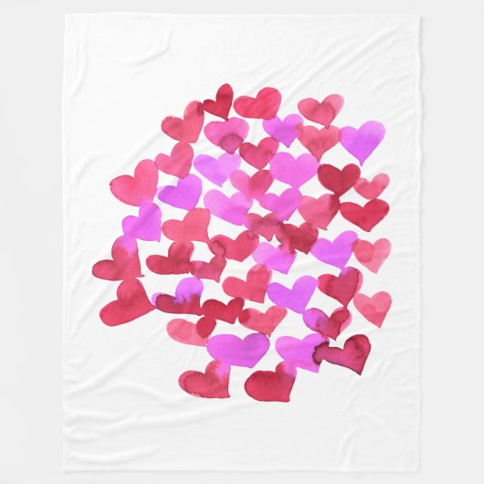 Couverture Polaire Coeurs de la Saint Valentin - viva magenta et viol (Devant)