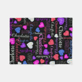 Couverture Polaire Coeurs de pierres précieuses nom personnalisé Char (Devant (Horizontal))