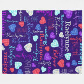 Couverture Polaire Coeurs de pierres précieuses nom personnalisé colo (Devant (Horizontal))