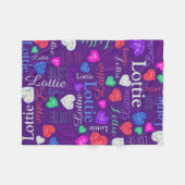 Couverture Polaire Coeurs de pierres précieuses nom personnalisé lott (Devant (Horizontal))