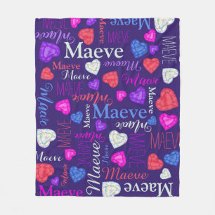 Couverture Polaire Coeurs de pierres précieuses nom personnalisé Maev