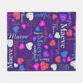 Couverture Polaire Coeurs de pierres précieuses nom personnalisé Maev (Devant (Horizontal))