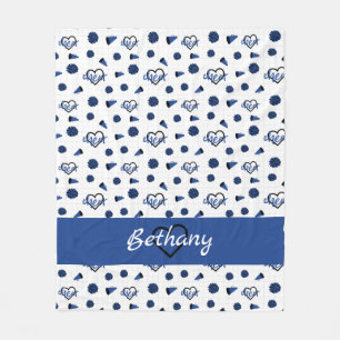 Couverture Polaire Coeurs de poire bleus, pots de poing, Motif mégap