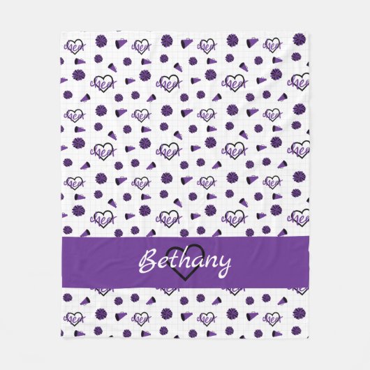 Couverture Polaire Coeurs de poitrine pourpre, Pom Poms, Motif de még (Devant)