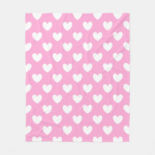 Couverture Polaire Coeurs de polka blanc sur Cotton Candy rose
