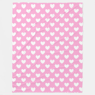 Couverture Polaire Coeurs de polka blanc sur Cotton Candy rose
