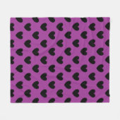 Couverture Polaire Coeurs de polka noir sur violet (Devant (Horizontal))