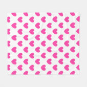 Couverture Polaire Coeurs de polka rose Fuchsia sur blanc (Devant (Horizontal))