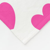 Couverture Polaire Coeurs de polka rose Fuchsia sur blanc (Coin)