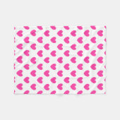 Couverture Polaire Coeurs de polka rose Fuchsia sur blanc (Devant (Horizontal))