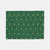 Couverture Polaire Coeurs de Polka sur vert de forêt (Devant (Horizontal))