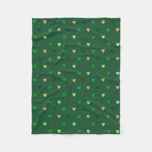 Couverture Polaire Coeurs de Polka sur vert de forêt (Devant)