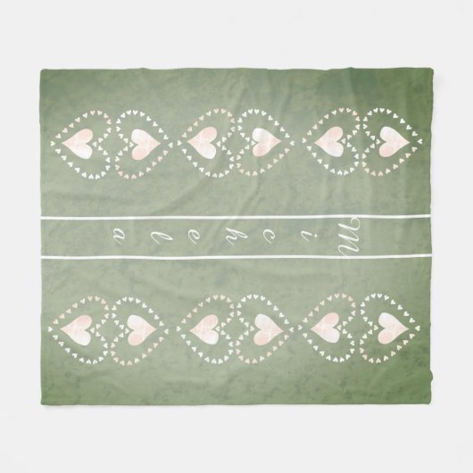 Couverture Polaire Coeurs de sucrerie de Sant Elmo de monogramme (Devant (Horizontal))