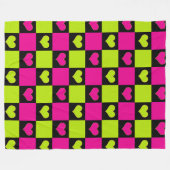 Couverture Polaire Coeurs de tableau de bord - Vert citron, rose chau (Devant (Horizontal))