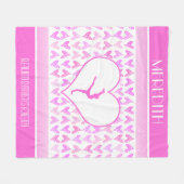 Couverture Polaire Coeurs décorés d'un monogramme d'aquarelle de rose (Devant (Horizontal))