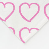Couverture Polaire Coeurs dessinés à la main rose sur blanc (Coin)